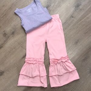 Size 4 Cre8ions Pink Ruffle Pant with Free Top